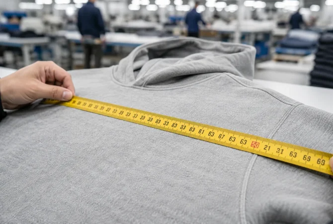Grey hoodie measurement for quality inspection
