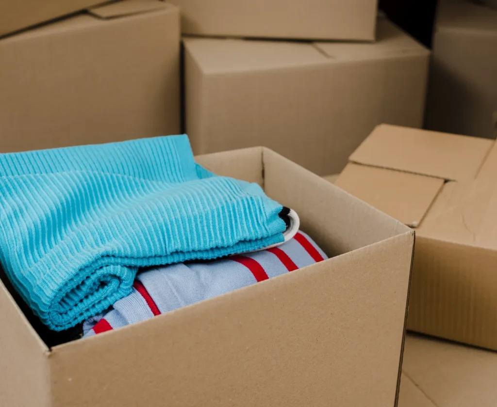 Premium garments packed in cardboard box for export