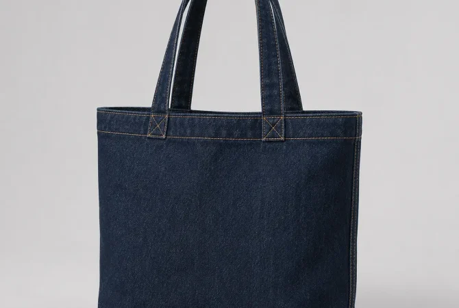 Blue denim tote bag for everyday use